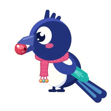 Pip the magpie carrying a bead